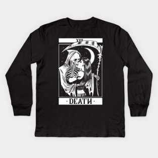 Blackcraft Vintage Death the Grim Reaper Kiss Tarot Card Kids Long Sleeve T-Shirt